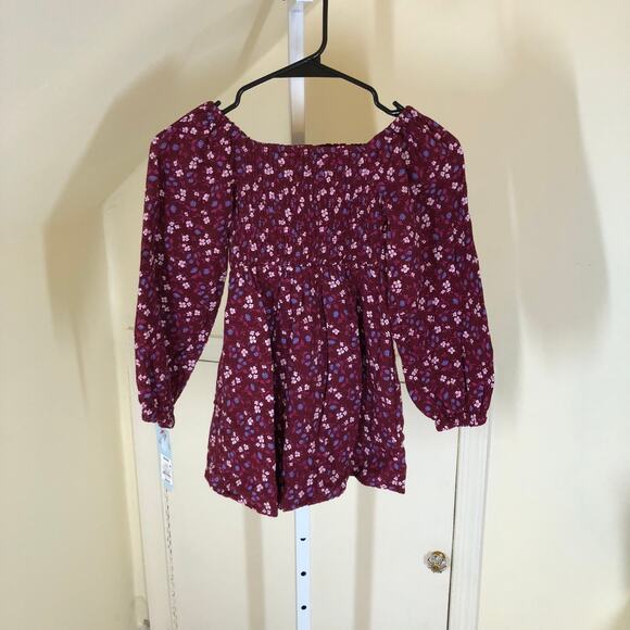 Cat & Jack NWT Girls' Maroon Smocked Floral Dress Size XS (4/5) - Picture 6 of 7